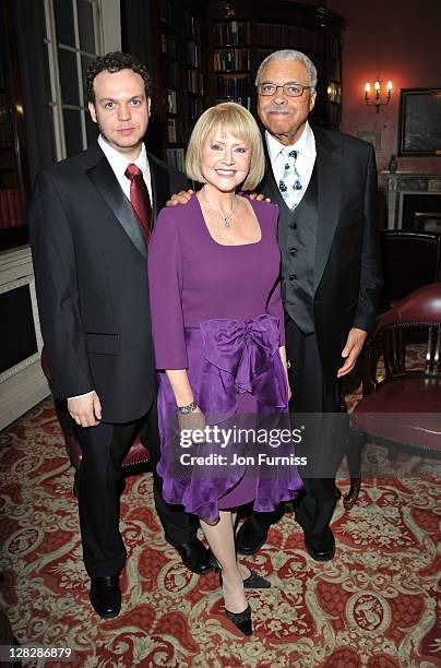 Flynn Earl Jones, Cecilia Hart and James Earl Jones attend the after party for the opening of Driving Miss Daisy at RAC Club on October 5, 2011 in...