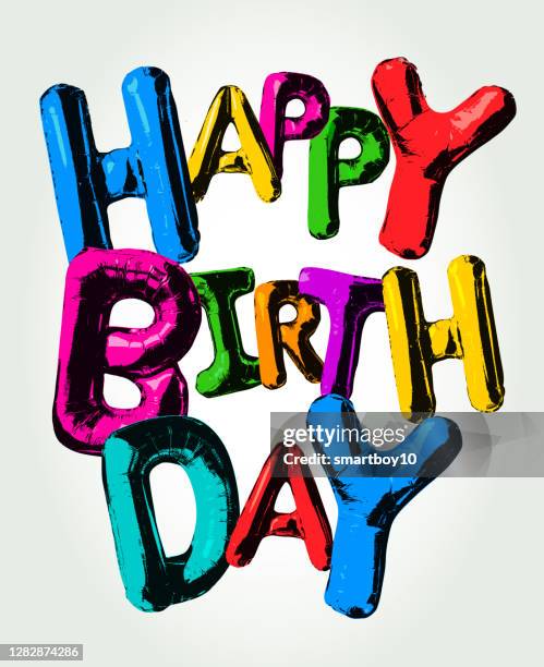 birthday balloon letters - foil balloon stock illustrations