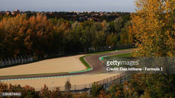 General view of the track during previews ahead of the F1 Grand Prix of Emilia Romagna at Autodromo Enzo e Dino Ferrari on October 29, 2020 in Imola,...