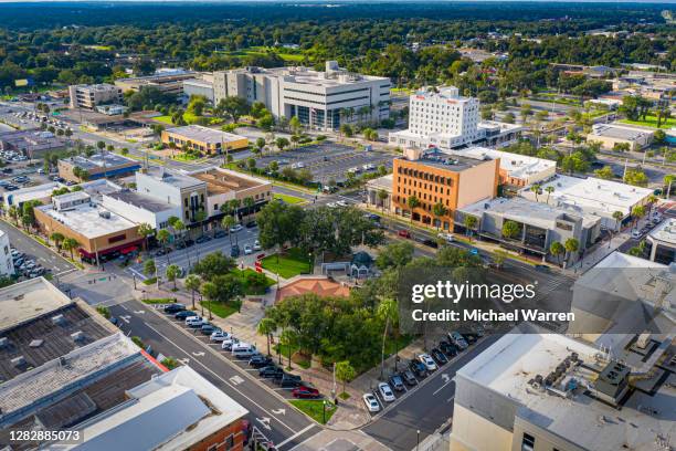 aerial drone photo of historic downtown ocala - ocala stock pictures, royalty-free photos & images