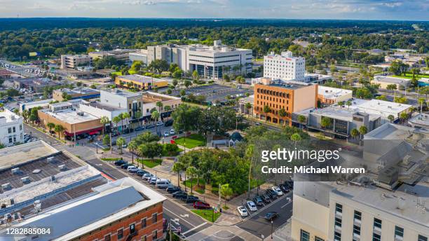 drone photo of historic downtown ocala - ocala stock pictures, royalty-free photos & images