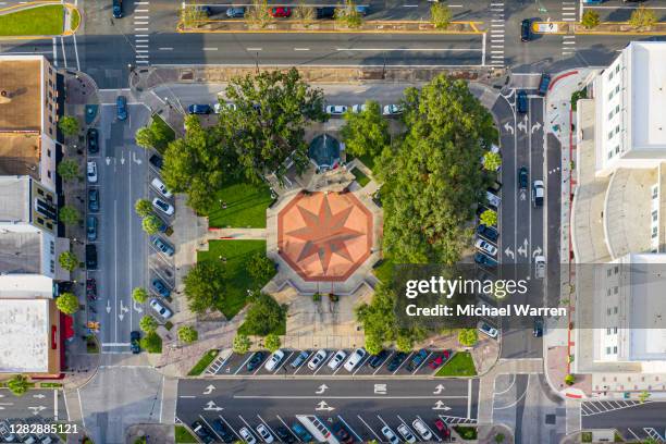 aerial photo of historic town square - courtyard aerial stock pictures, royalty-free photos & images