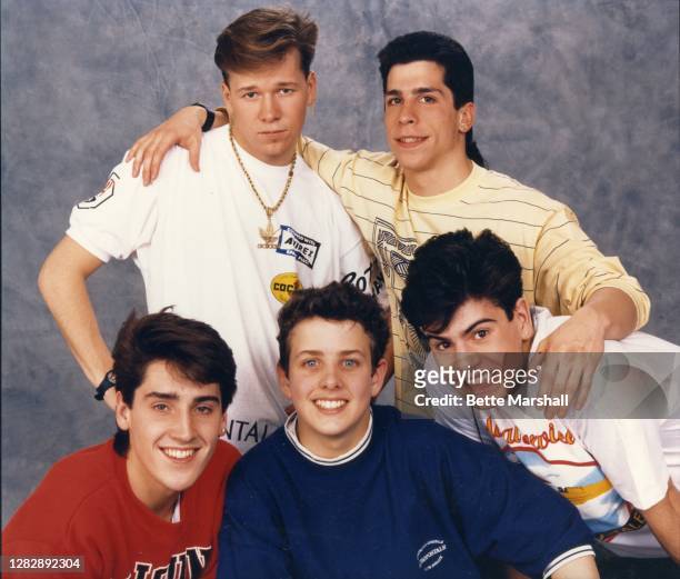 Pop group New Kids on the Block are photographed for Teen Beat Magazine in 1988 in New York City.