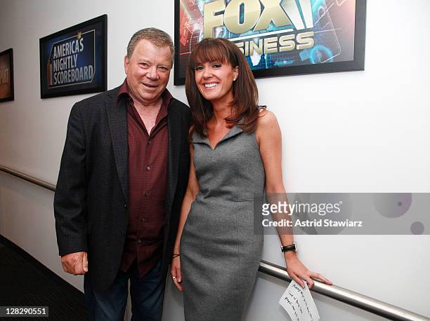 Actor William Shatner and FOX Business Network Anchor, Dagen McDowell pose for photos inside FOX Studios on October 6, 2011 in New York City.