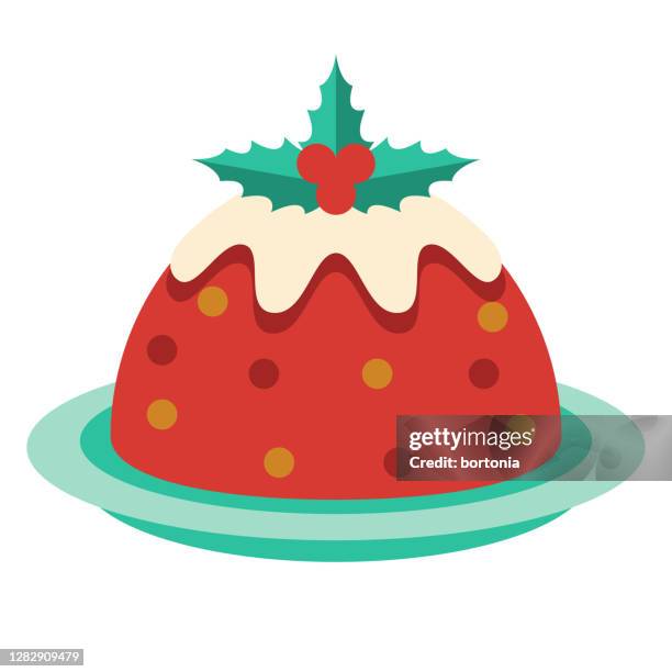 fruitcake icon on transparent background - christmas pudding stock illustrations