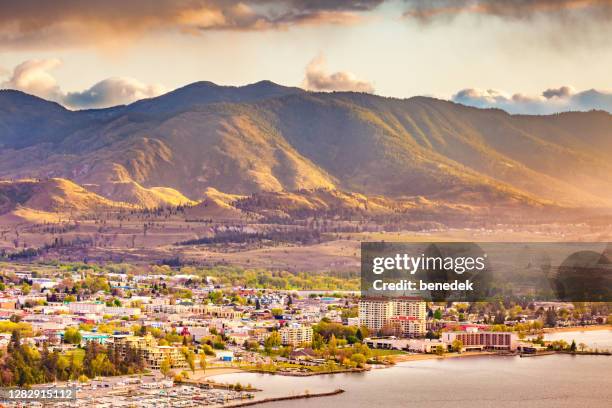 penticton british columbia canada at sunset - penticton stock pictures, royalty-free photos & images