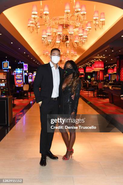 Love Island” U.S. Season two winners, Caleb Corprew and Justine Ndiba attend the reopening of The Cromwell, the final strip resort to reopen and the...