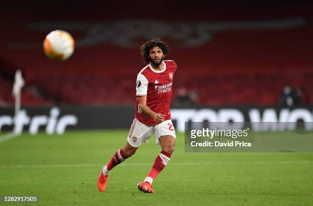 Mohamed Elneny of Arsenal during the UEFA Europa League Group B stage match between Arsenal FC and Dundalk FC at Emirates Stadium on October 29, 2020...