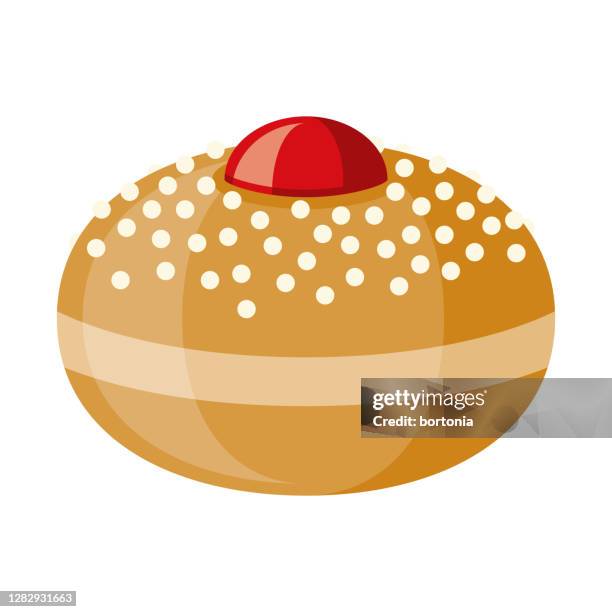 sufganiyah icon on transparent background - sufganiyah stock illustrations
