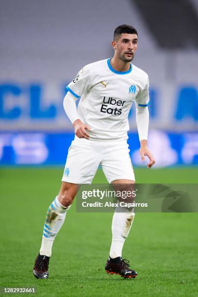 Alvaro Gonzalez of Olympique de Marseille looks on during the UEFA Champions League Group C stage match between Olympique de Marseille and Manchester...
