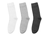 Set of long socks white, gray, black, isolated on white background