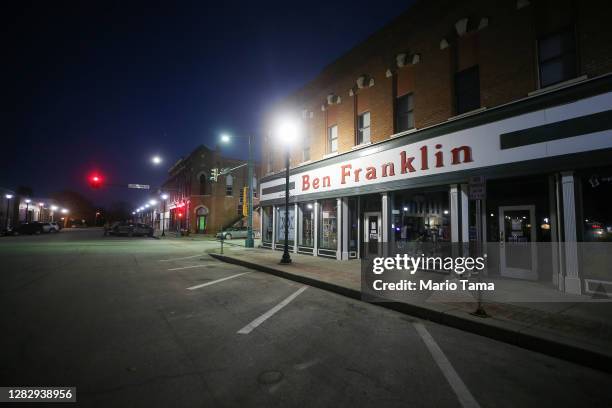 The Ben Franklin store stands at dusk on October 29, 2020 in Winterset, Iowa. Voters are facing shuttered polling venues due to COVID-19 outbreaks in...