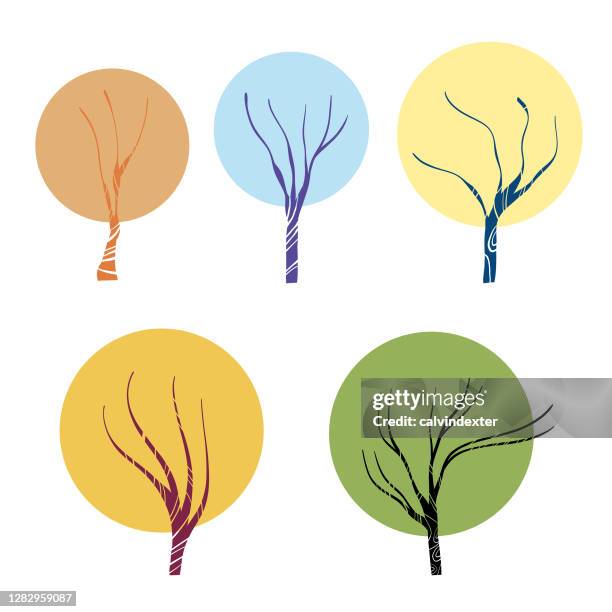 trees collection - spring mix stock illustrations