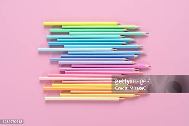 pastel colored color pencils - pastel crayon stock pictures, royalty-free photos & images