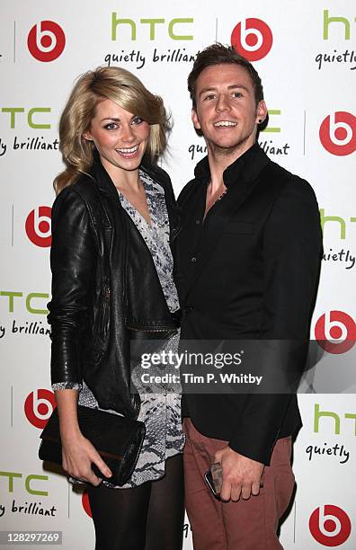 Danny Jones and Georgia Horsley arrive at the launch of HTC Sensation XL with Beats Audio TM at The Roundhouse on October 6, 2011 in London, England.