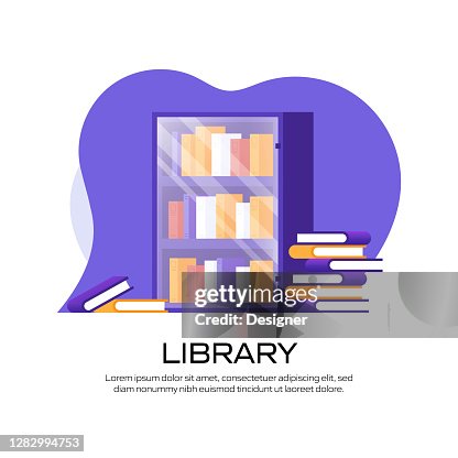 Library Page Graphics Library School Related Vector Illustration For Landing Page Template ...