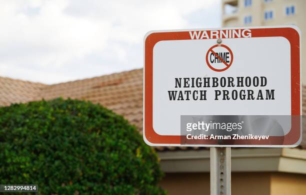 neighborhood watch program sign - neighborhood watch stock pictures, royalty-free photos & images