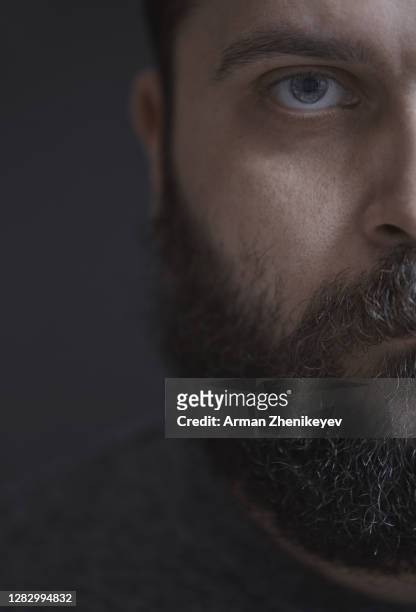 portrait of a bearded man - viking stock pictures, royalty-free photos & images