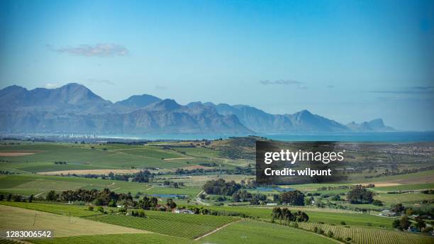 cape winelands towards false bay - false bay stock pictures, royalty-free photos & images