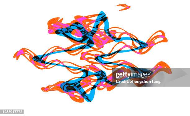 abstract flowing orange blue ribbon isolated on white background - sine wave fotografías e imágenes de stock