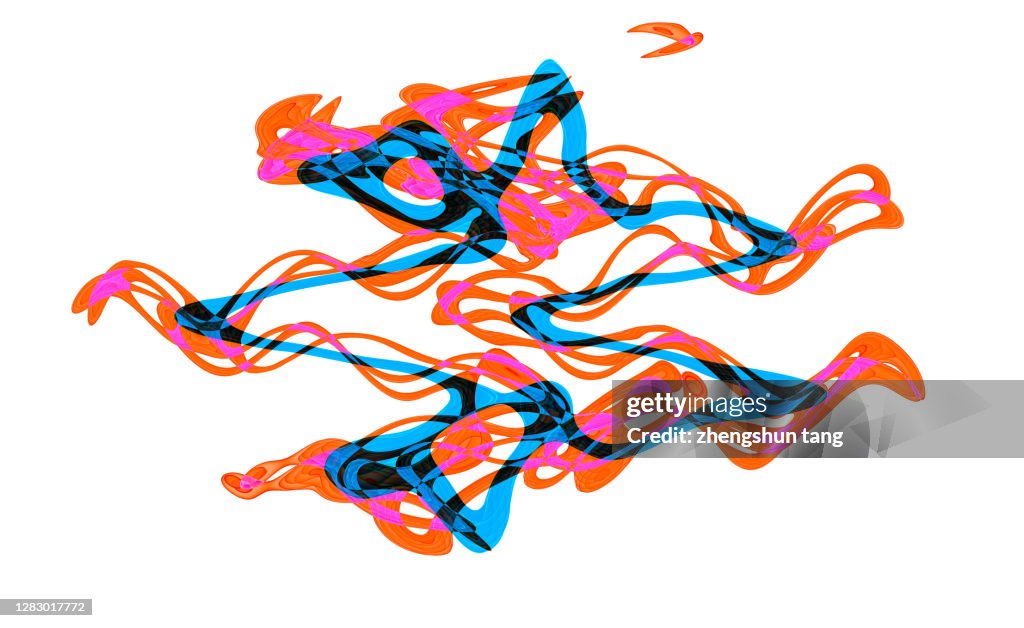 Abstract Flowing Orange Blue Ribbon isolated on White Background
