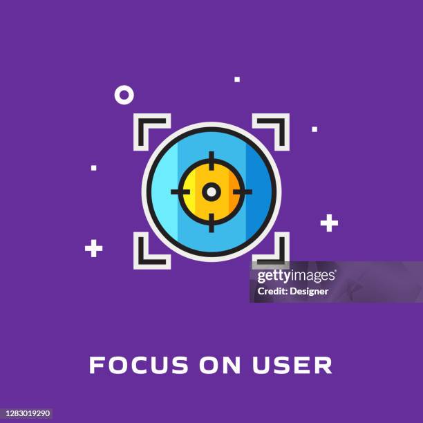 focus on user flat line icon, vector symbol illustration. - data engineer visual stock illustrations