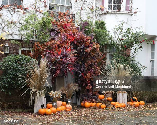 Jonathan Ross's house decorated for Halloween, but less so than in past years on October 30, 2020 in London, England.