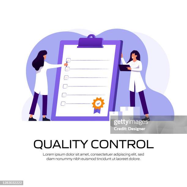 quality control concept vector illustration for website banner, advertisement and marketing material, online advertising, business presentation etc. - product engineering services stock illustrations