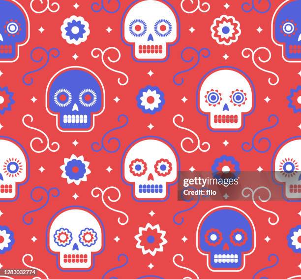 seamless day of the dead background pattern - day of the dead stock illustrations