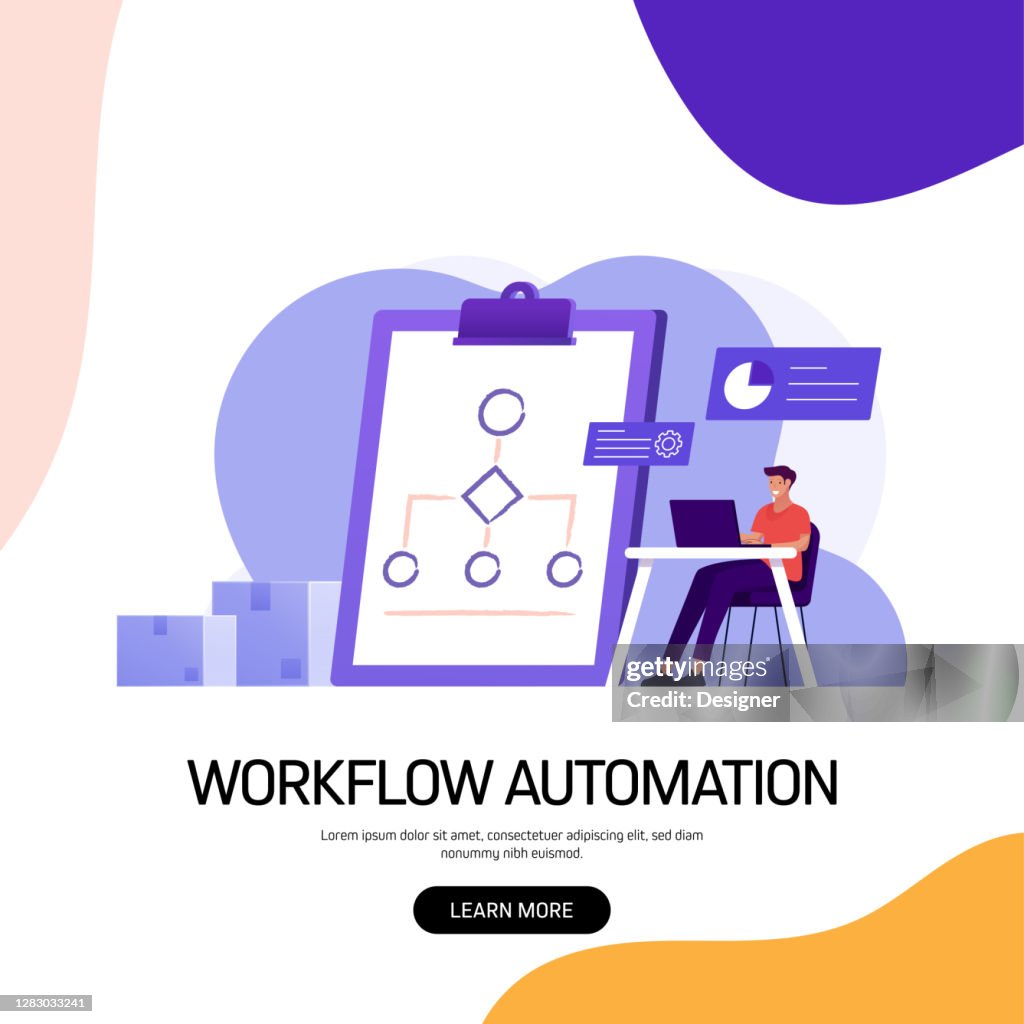 Workflow Banner Design Workflow Automation Concept Vector Illustration For Website Banner ...