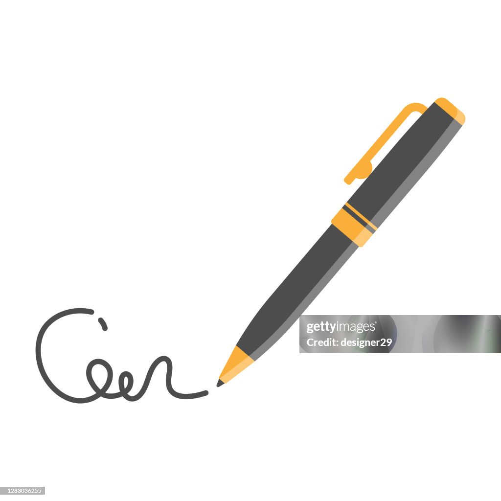 Ball Pen and Signature Icon Vector Design.