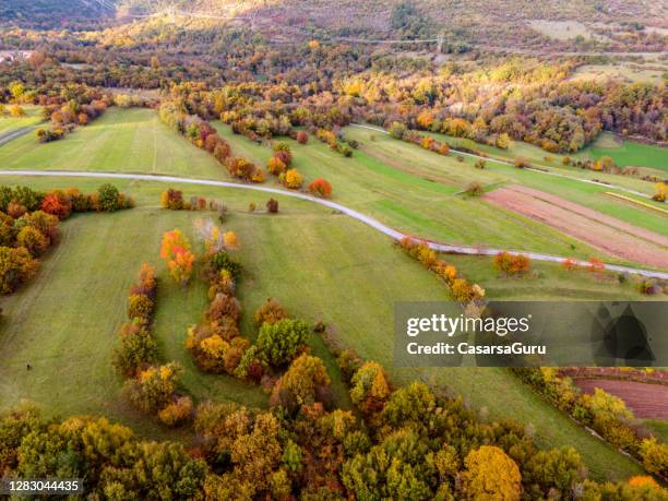 carso in autunno da vista ad alta angolazione - plateau foto e immagini stock