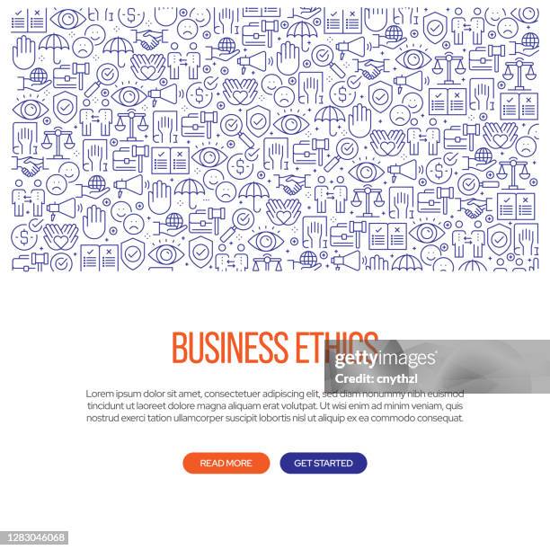business ethics related banner design with pattern. modern line style icons vector illustration - code of ethics stock illustrations