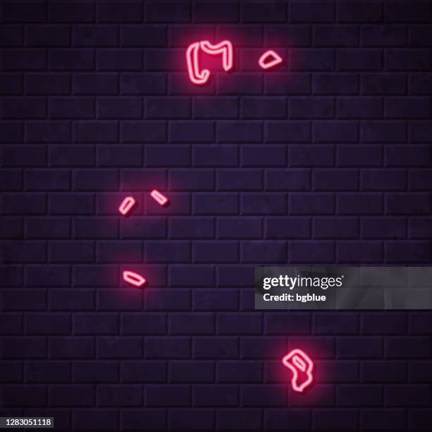 british indian ocean territory map - glowing neon sign on brick wall background - british indian ocean stock illustrations