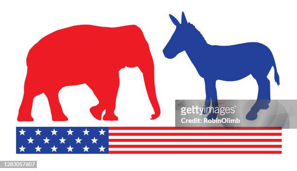 illustrazioni stock, clip art, cartoni animati e icone di tendenza di icona dell'asino e dell'elefante elettorale - donkey