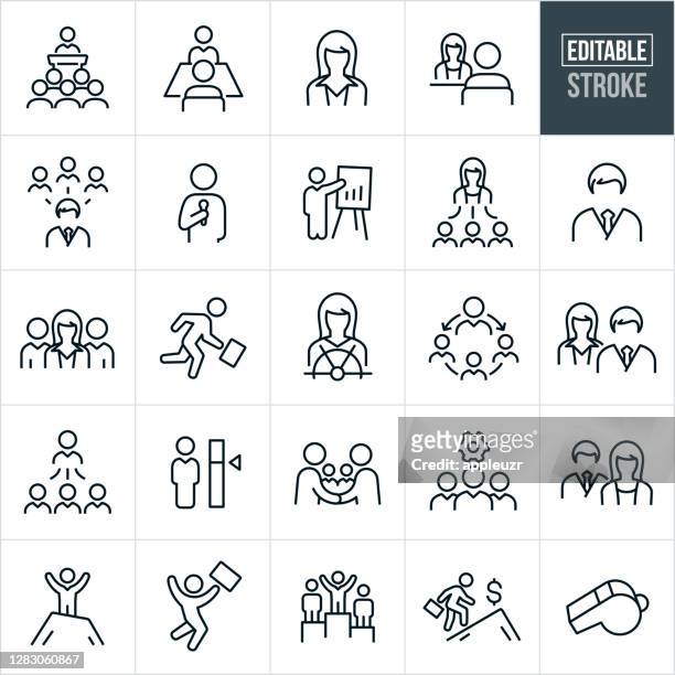 management thin line icons - editable stroke - males stock illustrations