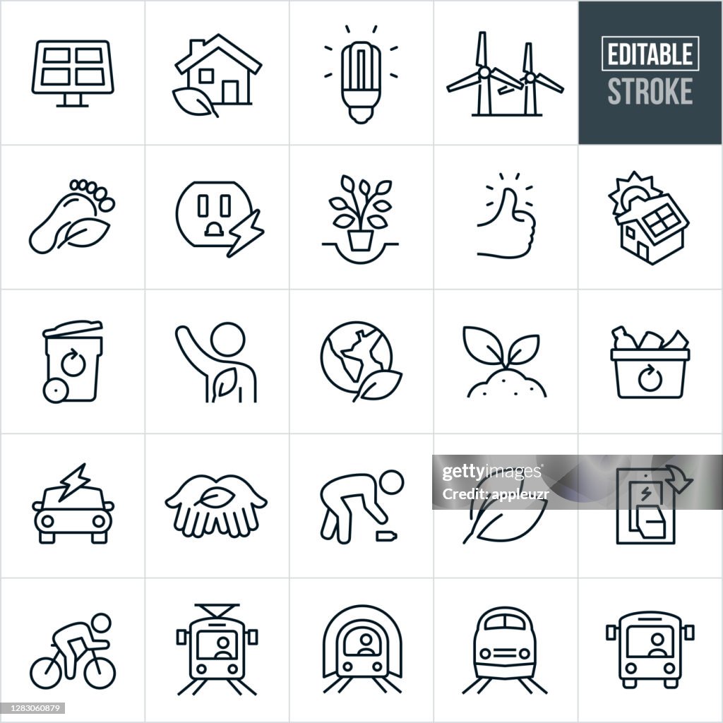 Environmental Conservation Thin Line Icons - Editable Stroke