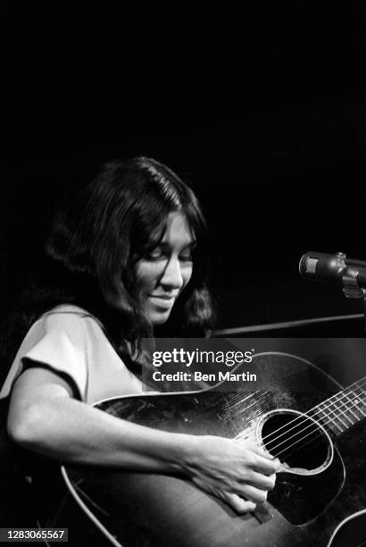 American singer-songwriter Buffy Sainte-Marie performing at Carnegie Hall, New York City, June 1965.