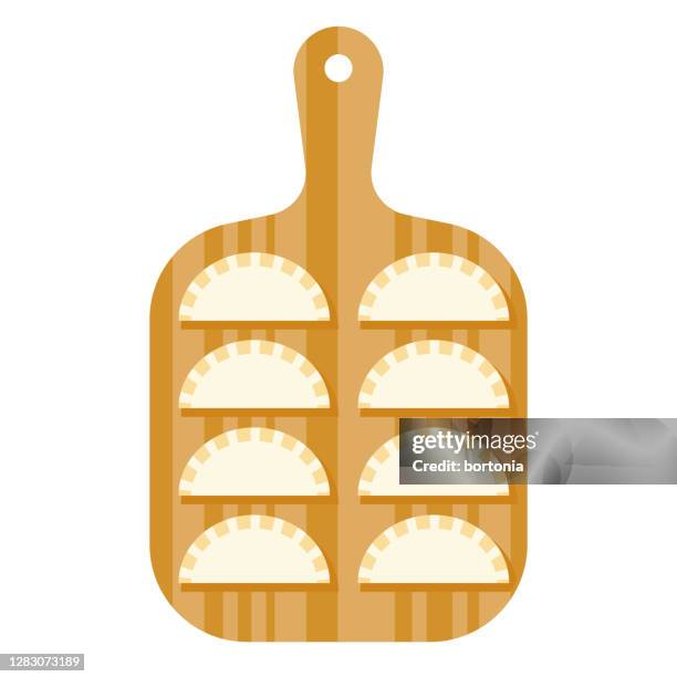 dumpling icon on transparent background - pierogi stock illustrations