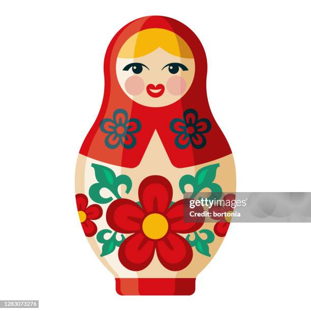 nesting doll icon on transparent background - doll stock illustrations