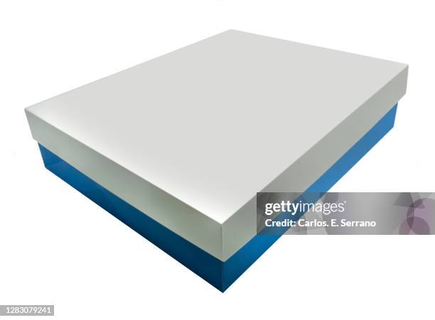 gray blue box on a white background - rectangle imagens e fotografias de stock