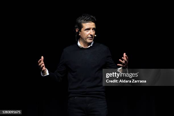 Luis Álvarez, founder of Teatro Bankia Príncipe Pío, speaks during the "The Whitney Houston Hologram Tour" presentation at Teatro Bankia Príncipe Pío...