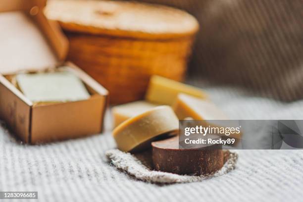 various soap bars – zero waste body care - organic soap stock pictures, royalty-free photos & images