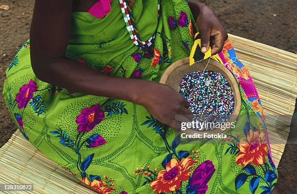 gazenkulu, woman doing beadwork - heritage day south africa stock pictures, royalty-free photos & images