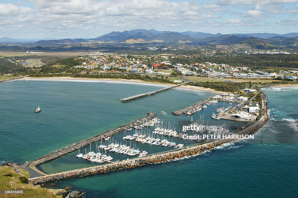 Aerial view of Coffs Harbour, north east coast, NSW, Australia