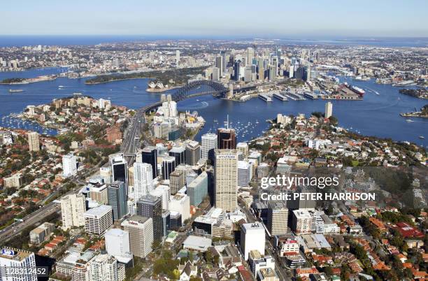 aerial view of north sydney, nsw, australia - north sydney stock pictures, royalty-free photos & images