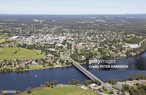 aerial view of nowra, nsw, australia - shoalhaven stock pictures, royalty-free photos & images