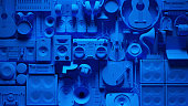 Blue Musical Instrument Wall
