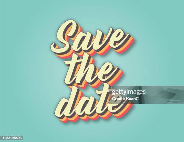 stockillustraties, clipart, cartoons en iconen met bewaar de datum. retro stijl belettering stock illustratie. illustratie van de voorraad van uitnodigings- of wenskaarten - reserveren