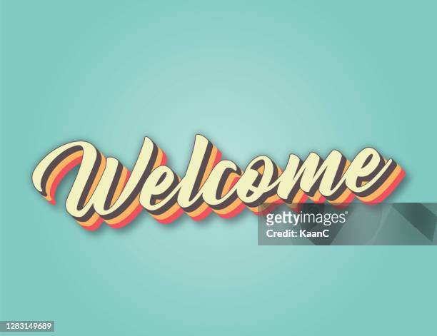 welcome. retro style lettering stock illustration. invitation or greeting card stock illustration - welcome sign stock illustrations